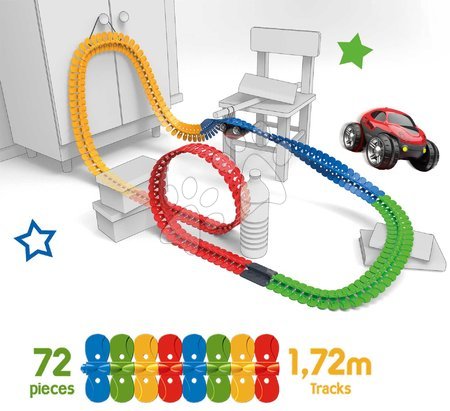 Hračky pre deti od 3 do 6 rokov - Set flexibilná autodráha FleXtrem Discovery Set Smoby so 612 cm predĺženou dráhou a autíčkom
