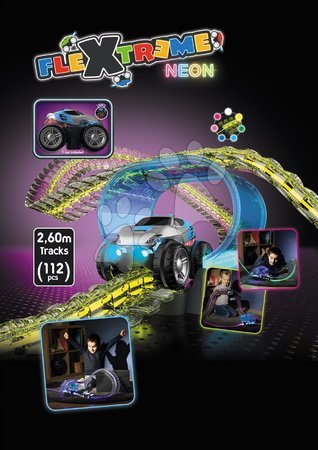 Pistas para coches - Vía de carreras Flexible Flextrem Neon Set Smoby - 4