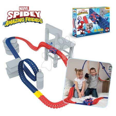 Hračky pre deti od 3 do 6 rokov - Flexibilná autodráha Spidey Marvel Flextrem Set Smoby 