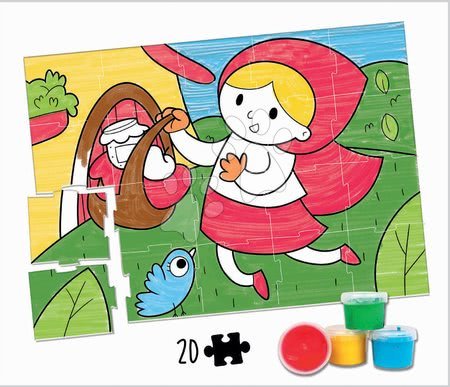 Puzzle pro děti - Puzzle omalovánky Červená karkulka Colouring Activities Educa v kufříku 20 dílů – malování prsty_1