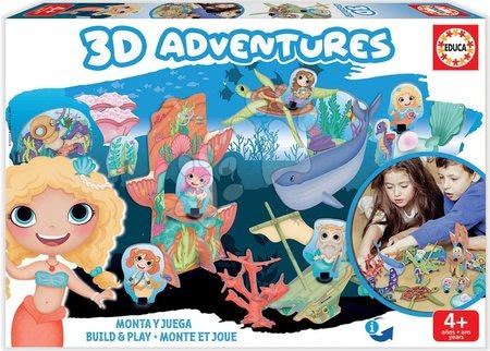 Játékok 3 - 6 éves gyerekeknek - Puzzle kalandok 3D Tengeri hercegnők Educa