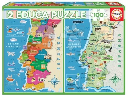 Gyerek puzzle 100-300 darabos - Puzzle Distritos Portugália térképe Educa