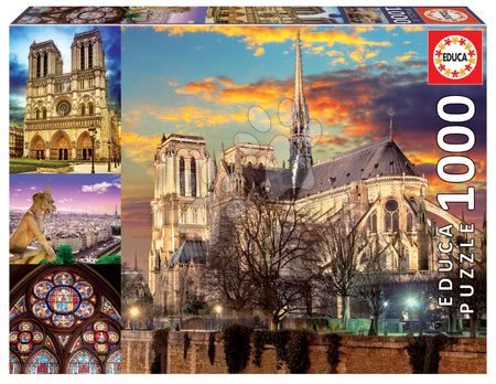 Puzzle 1000 dílků - Puzzle Notre Dame Collage Educa 1000 dílků a Fix lepidlo od 11 let