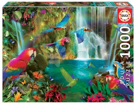 Puzzle 1000 dílků - Puzzle Tropical Parrots Educa 1000 dílků a Fix lepidlo od 11 let