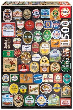 Puzzle 1500 dielne - Puzzle Beer labels Collage Educa