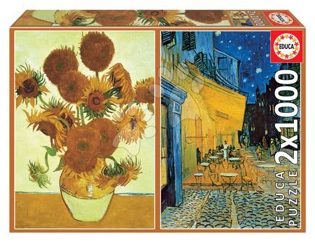 Puzzle - Puzzle Los Girasoles+Terraza De café Por La Noche, Vincent van Gogh Educa