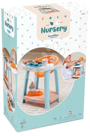 Stoličky pre bábiky - Jedálenská stolička Baby High Chair Vert Azur Écoiffier_1