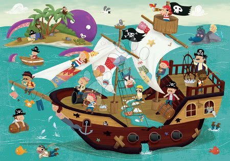Detské puzzle do 100 dielov - Puzzle pirátska loď Detectives Pirates Boat Educa_1