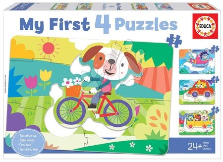 Progresivne dječje puzzle - Puzzle za najmlađe My Vehicles Progressive Educa autići sa životinjama 5-6-7-8 dijelova od 24 mjes