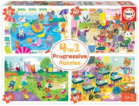 Puzzle progresiv pentru copii - Puzzle școala School Day Progressive Educa