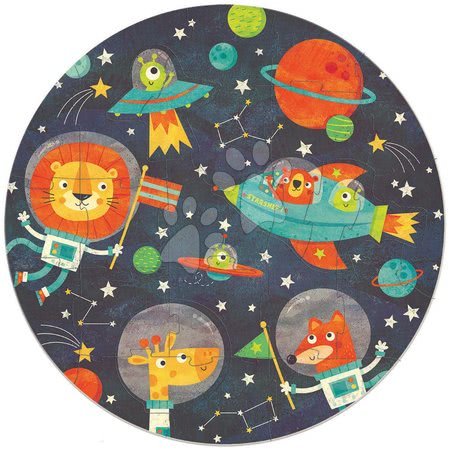 Dětské puzzle do 100 dílků - Puzzle pro nejmenší kulaté The Space Round Educa zvířátka ve vesmíru 28 dílů 48 cm průměr_1