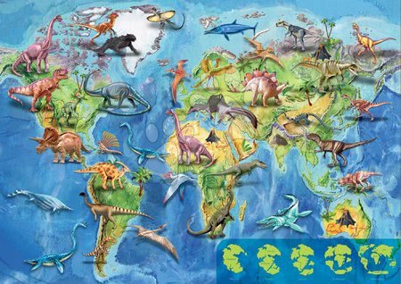 Detské puzzle od 100-300 dielov - Puzzle mapa sveta Dinosaurs World Map Educa_1