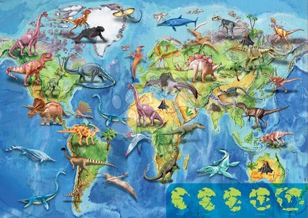 Gyerek puzzle 100-300 darabos - Puzzle világtérkép Dinosaurs World Map Educa_1