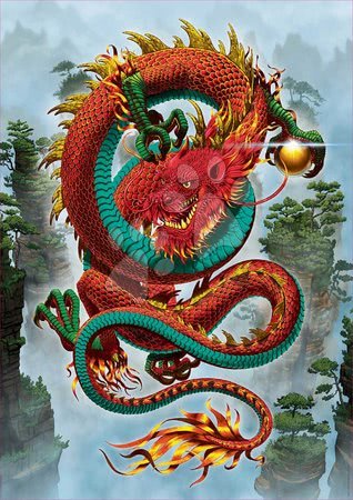 Puzzle 500 dílků - Puzzle Good Fortune Dragon Vincent Hie Educa - 1