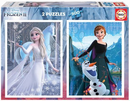 Puzzle Frozen Educa 2x500 piese și lipici Fix de la 11 ani