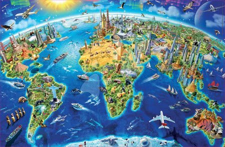 Puzzle cu 1000 de bucăți - Puzzle Miniature series World Landmarks Educa_1