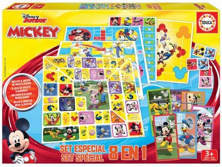 Družabne igre Mickey and his Friends Disney 8v1 Special set Educa od 4 leta v angleškem, francoskem, španskem in portugalskem jeziku
