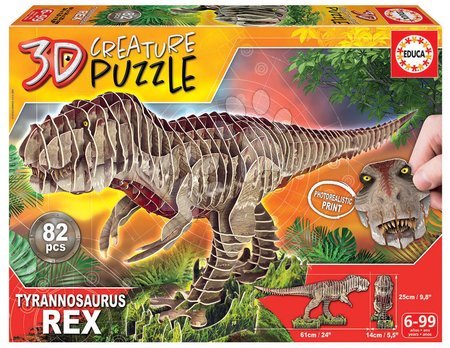 Puzzle - Puzzle dinosaurus Tyrannosaurus Rex 3D Creature Educa délka 61 cm 82 dílků od 6 let