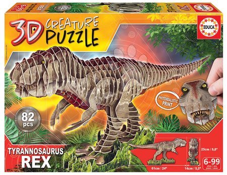 Puzzle și jocuri de societate - Puzzle dinosaurus Tyrannosaurus Rex 3D Creature Educa 