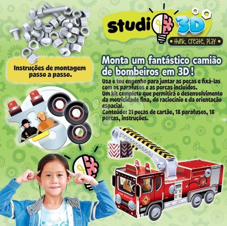 Puzzle 3D - Puzzle dopravní prostředky Firemen's Truck 3D Studio Educa - 6