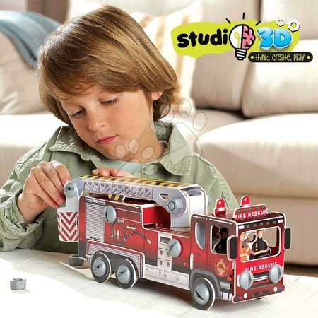 Puzzle - Puzzle dopravné prostriedky Firemen's Truck 3D Studio Educa s plastovými šróbmi od 5 rokov_1