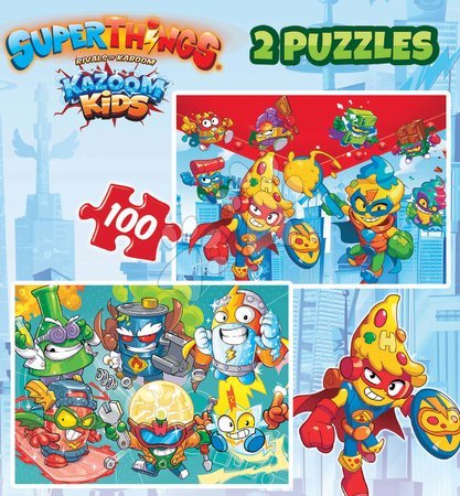 Detské puzzle od 100-300 dielov - Puzzle Superthings Educa 2x100 dielov od 5 rokov_1