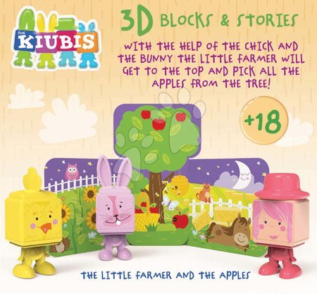 Jucării pentru copilași de la 2 la 3 ani - Joc de construit Kiubis 3D Blocks & Stories The Little Farmer and the Apples Educa_1