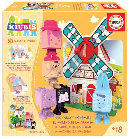 Puzzle - Építőjáték Kiubis 3D Blocks & Stories The Farm´s Windmill Educa