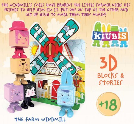 Puzzle i gry towarzyskie - Układanka Kiubis 3D Blocks & Stories The Farm´s Windmill Educa_1