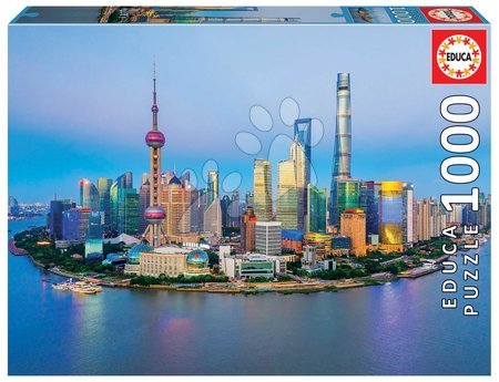 1000 darabos puzzle - Puzzle Shanghai Skyline at Sunset Educa