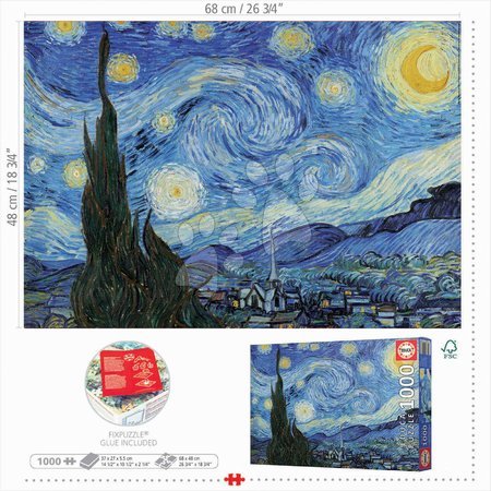 Puzzle 1000 dílků - Puzzle The Starry Night Vincent Van Gogh Educa - 4