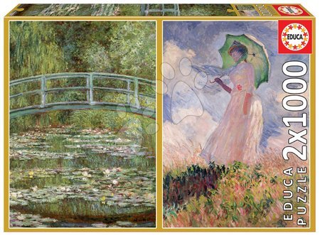 Puzzle cu 1000 de bucăți - Puzzle Claude Monet - The Water-Lily Pond - Woman with Parasol Turned to the Left Educa