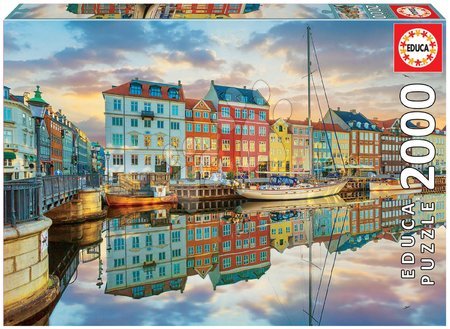 Puzzle 2000 piezas - Puzzle Sunset At Copenhagen Harbour Educa