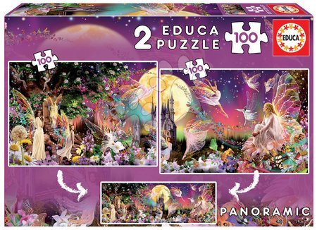 Dětské puzzle od 100–300 dílků - Puzzle panoramatické Fairy Triptych Educa