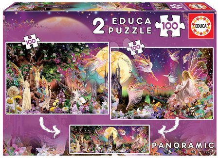 Puzzle dla dzieci od 100-300 elementów - Puzzle panoramiczne Fairy Triptych Educa