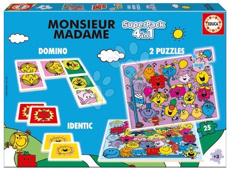 Puzzle a spoločenské hry - Superpack 4v1 Monsieur Madame Educa