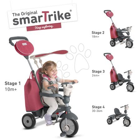 Tricikli - Tricikl Voyage 4u1 smarTrike TouchSteering crveni s gumenim kotačima i prigušivačem vibracija od 10 mjeseci_1