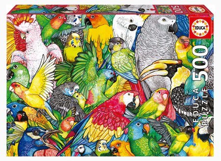 500 delne puzzle - Puzzle Parrots Educa