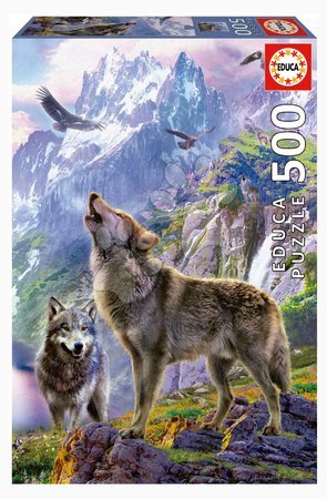 Puzzle 500 dielne - Puzzle Wolves in the rocks Educa