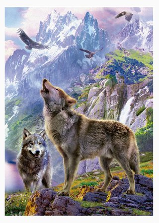 Puzzle 500 dielne - Puzzle Wolves in the rocks Educa_1