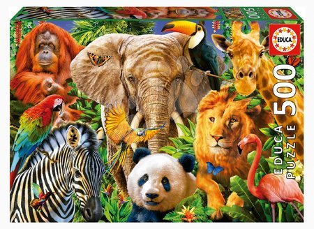 Puzzle cu 500 de bucăți  - Puzzle Wild Animal Collage Educa