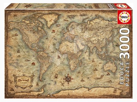 Puzzle 3000 dielne - Puzzle Map of the World Educa