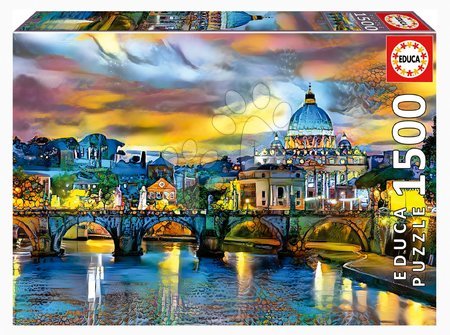 Puzzle 1500 dielne - Puzzle St. Peter´s Basilica and the St. Angelo Bridge Educa
