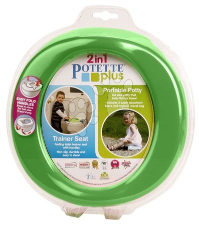 Kahlice i nastavci za WC - 0003 POTETTE PLUS® 2v1 - cestovný nočník / redukcia na WC zeleno-modrá - 1