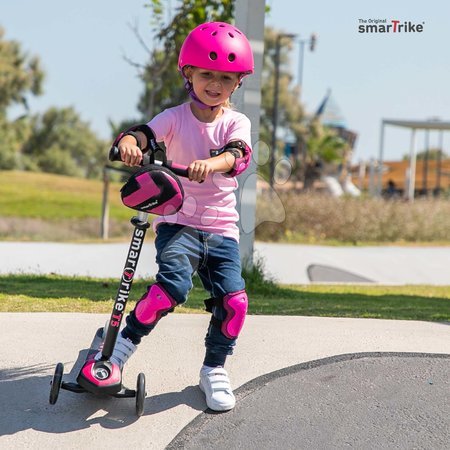 Vozidla pro děti - Koloběžka T5 smarTrike se svítícími koly s batohem a nastavitelnou rukojetí nosnost 50 kg růžová_1