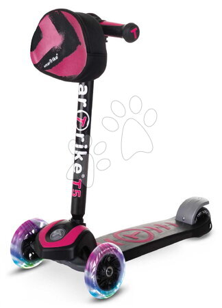 Háromkerekű rollerek - Háromkerekű roller világító kerekekkel és hátizsákkal T5 Pink smarTrike - 5