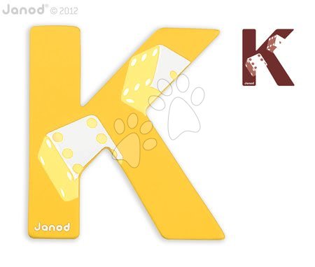 Kojenecké potřeby - Dřevěné písmeno K ABCDeco Janod lepící 10 cm žluté/hnědé od 3 let