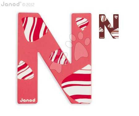 Kojenecké potřeby - Dřevěné písmeno N ABCDeco Janod lepící 9 cm červené/hnědé od 3 let