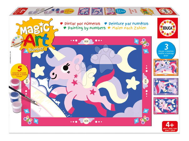 Risanje in barvanje - Slikanje po številkah: Samorogi - Magic Art Number Unicorns Educa