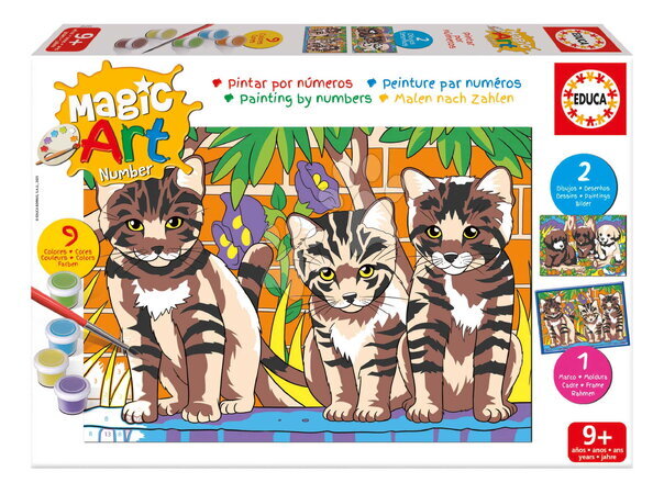 Risanje in barvanje - Slikanje po številkah Kužki in Muce Magic Art Number Cats & Dogs Educa